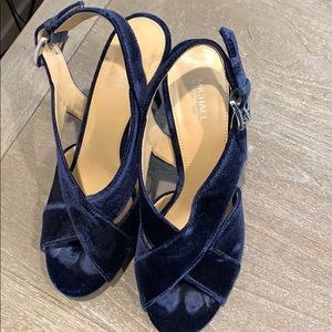 Michael Kors dark blue velvet heels
